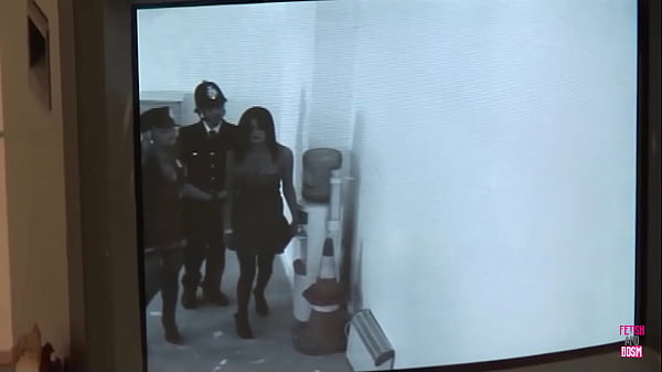 Two police officers teach a naughty slut a quick lesson by fucking her dripping cunt